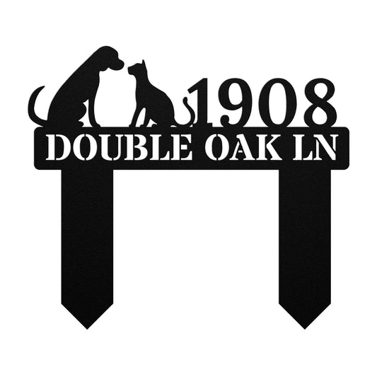 Cat Dog Address Sign (stakes)